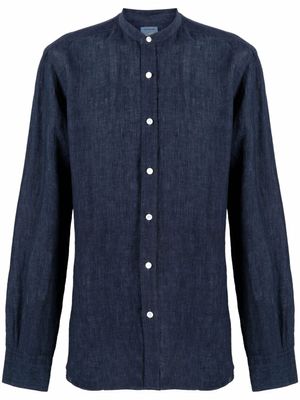 Barba chemise en lin à col officier - Bleu