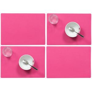 Wicotex luxe Placemats Plain - Set van 6x stuks - fuchsia roze - 43 x 30 cm - Met anti slip laag - T