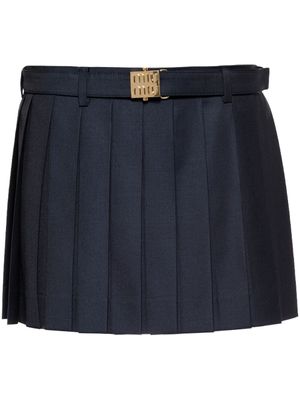 Miu Miu minijupe ceinturée à design plissé - Bleu