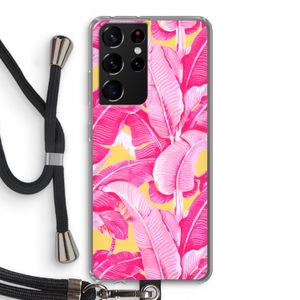 Pink Banana: Samsung Galaxy S21 Ultra Transparant Hoesje met koord