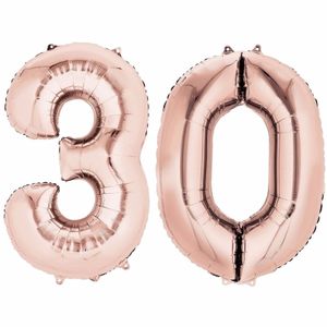 30 jaar versiering cijfer ballon rose goud