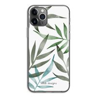 Tropical watercolor leaves: iPhone 11 Pro Transparant Hoesje
