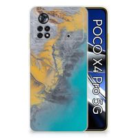 Xiaomi Poco X4 Pro 5G TPU Siliconen Hoesje Marble Blue Gold - thumbnail