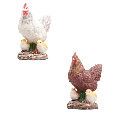Kip met kuiken tuin beeldje 2x - voor binnen/buiten - 15 x 10 x 20 cm - dieren tuinbeelden