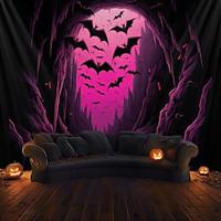 roze halloween decoraties vleermuizen hangend tapijt kunst aan de muur groot tapijt muurschildering decor foto achtergrond deken gordijn thuis slaapkamer woonkamer decoratie Lightinthebox