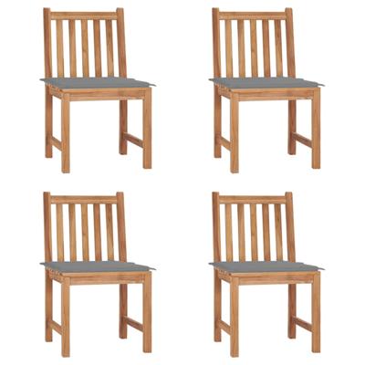 Tuinstoelen 4 st met kussens massief teakhout