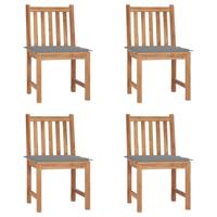 Tuinstoelen 4 st met kussens massief teakhout