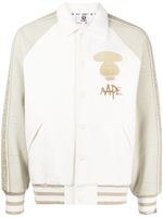 AAPE BY *A BATHING APE® veste bomber rayée à logo imprimé - Blanc