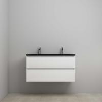 On-Line Onderkast - 100 cm - Voorgemonteerd - Ladestructuur - Acryl Wastafel - 2 Kraangaten - Hoogglans Wit