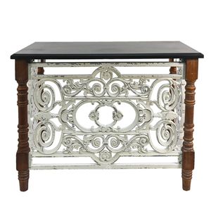 Clayre & Eef Sidetable 101x55x79 cm Bruin Wit Hout Rechthoek Wandtafel Bruin Wandtafel