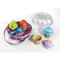 Speelset cupcake zandvormen in emmer - plastic - kinderen - zandbak - thumbnail