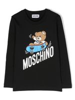 Moschino Kids logo-print long-sleeve T-shirt - Noir