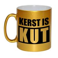 Koffiemok - Kerst is kut - 330 ml - keramiek - goud - koffiemok / theebeker - Kerstmis - Hater