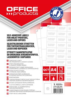 OFFICE products etiketten, wit, rechte hoeken, 100 vel, 210 x 297 mm, 1 etiket per vel