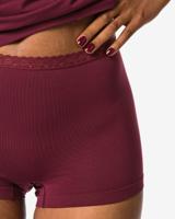 HEMA Damesboxer naadloos micro met kant bordeauxrood (bordeauxrood)