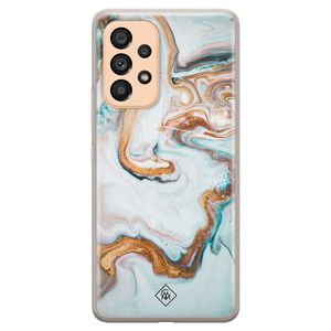 Samsung Galaxy A53 siliconen hoesje - Marmer blauw goud