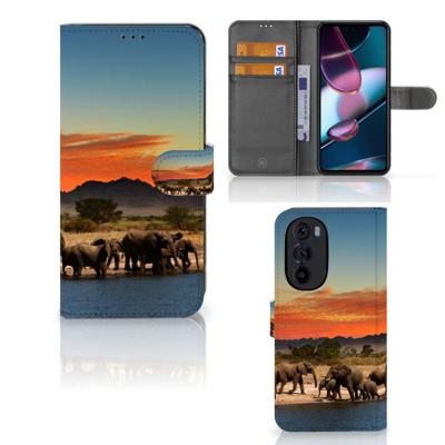 Motorola Edge 30 Pro | Telefoonhoesje | Met pasjeshouder | Olifanten