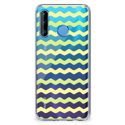 Huawei P30 Lite Doorzichtige Silicone Hoesje Waves Yellow Huawei P30 Lite Doorzichtige Silicone Hoesje Waves Yellow