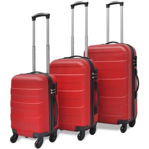 VidaXL 3-delige kofferset hard 45,5/55/66 cm rood