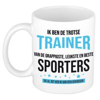 Bellatio Decorations Cadeau koffie/thee mok voor trainer/coach - blauw - trotse trainer - keramiek   -