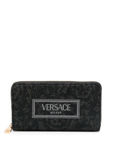 Versace portefeuille à logo brodé - Noir