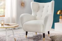 Retro Design Fauteuil DON Wit Bouclé Innerspring Gouden Neus - 45970 Retro Design Fauteuil DON Wit Bouclé Innerspring Gouden Neus - 45970