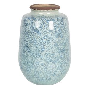 Clayre & Eef Vaas Ø 17x26 cm Blauw Keramiek Rond