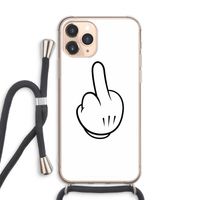 Middle finger white: iPhone 11 Pro Max Transparant Hoesje met koord