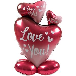 Staande Folieballon 3 hartjes Love You (77cm)