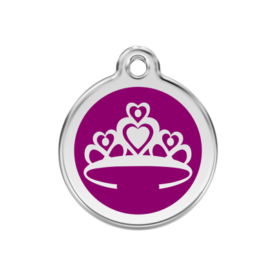 Crown Purple roestvrijstalen hondenpenning medium/gemiddeld dia. 3 cm - Reddingo