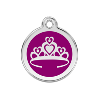 Crown Purple roestvrijstalen hondenpenning medium/gemiddeld dia. 3 cm - Reddingo