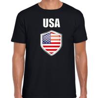 Amerika / USA vlag thema landen t-shirt - zwart - voor heren - Supporters kleding - korte mouwen