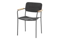 4 Seasons Outdoor | Bora Stapelstoel met Teak Arm | Antraciet