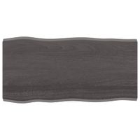 Tafelblad natuurlijke rand 100x50x4 cm eikenhout donkerbruin - thumbnail