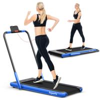 2-In-1 Opvouwbare Loopband 2,25 HP Onder Bureau Loopband met APP & Afstandsbediening Telefoonhouder LED Display