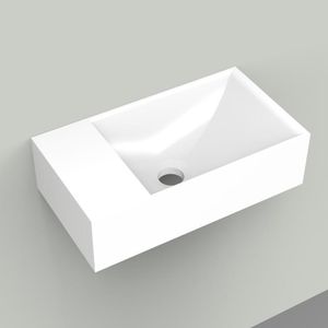 Fontein Arcqua Marble Free 40x22x12 cm Links Zonder Kraangat Glanzend Wit