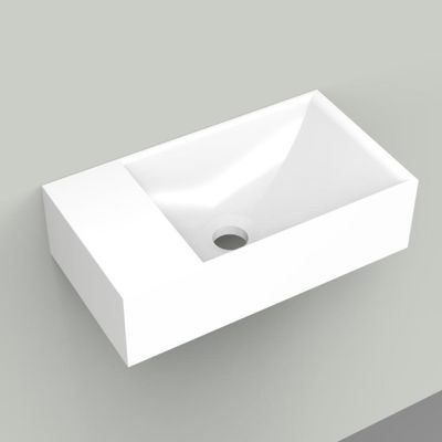 Fontein Arcqua Marble Free 40x22x12 cm Links Zonder Kraangat Glanzend Wit