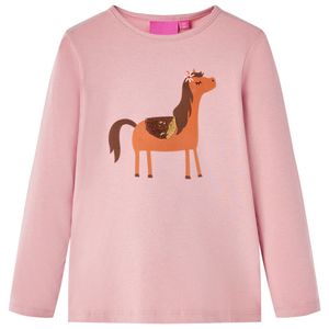 Kindershirt met lange mouwen dierenprint 128 lichtroze