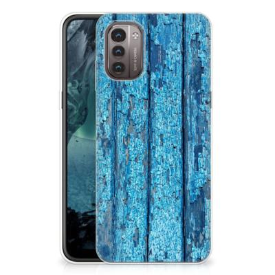Nokia G21 | G11 | Bumper Hoesje | Wood Blue