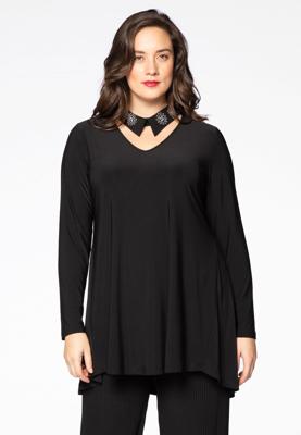 Yoek Tuniek met strass kraagje | Zwart | Maat 50/52