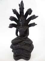 Zwarte Boeddha met 7 slangen L (30cm) - Home & Living - Spiritueelboek.nl