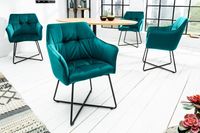 Exclusief design stoel LOFT fluweel turquoise met armleuning - 41660 - thumbnail