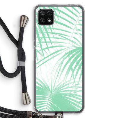 Palmbladeren: Samsung Galaxy A22 5G Transparant Hoesje met koord