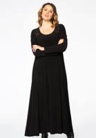 Yoek Maxi jurk met eyelets | Zwart | Maat 50/52