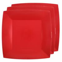 10x stuks feest gebaksbordjes rood - karton - 18 cm - vierkant