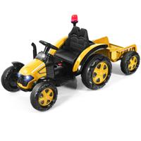 12V Elektrische Kindertractor met Aanhanger 2,4G Afstandsbediening Inclusief Koplampen Muziekspeler Claxon MP3-Speler USB-Poort