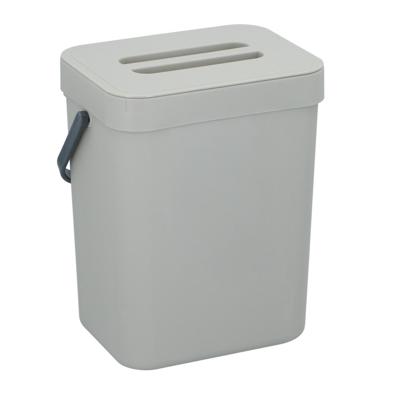 Gft afvalbakje voor aanrecht of aan keuken kastje - 5L - grijs - afsluitbaar - 24 x 19 x 14 cm