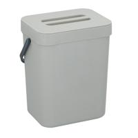 Gft afvalbakje voor aanrecht of aan keuken kastje - 5L - grijs - afsluitbaar - 24 x 19 x 14 cm