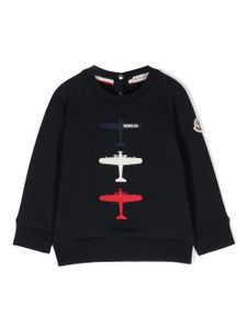 Moncler Enfant sweat en coton à motif brodé - Bleu