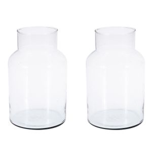 2x Glazen vaas/vazen 5 liter van 14 x 26 cm